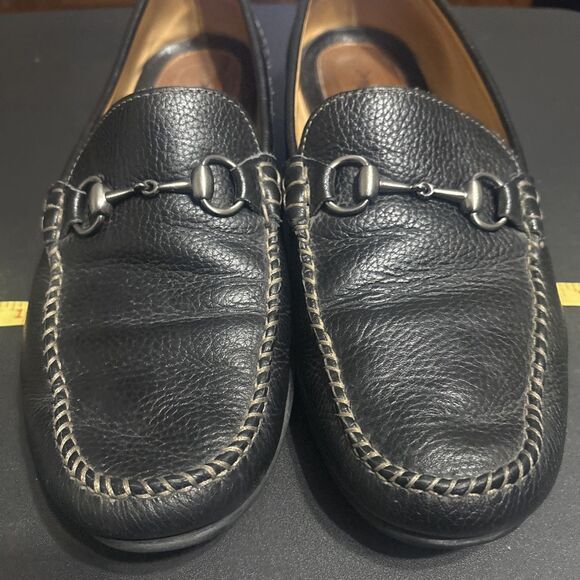 Martin Dingman Leather Horse Bit Loafers Black Size 11.5 Read main image 11
